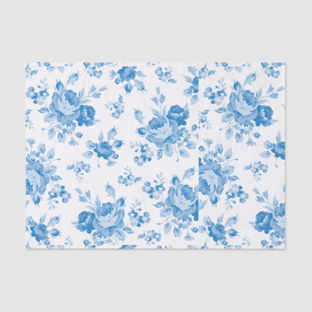 blue,shabby chic,roses,victorian,pattern,elegant,v tissue paper (Front)