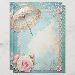 Blue Shabby Chic Scrapbook Paper 