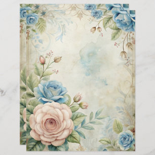 Blue Shabby Chic Scrapbook Paper