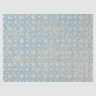 Blue Shabby Grungy Snowflakes Tissue Paper