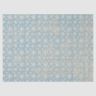 Blue Shabby Grungy Snowflakes Tissue Paper