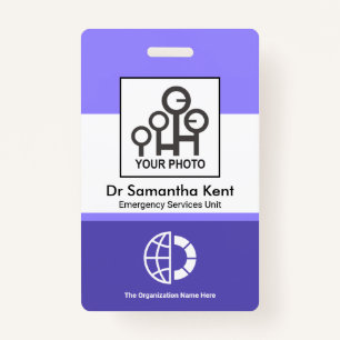 Blue Shade Columns Photo Employee Medical ID ID Badge