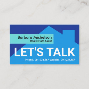 Blue Shades Building Silhouette Cyan Tab Realtor Business Card