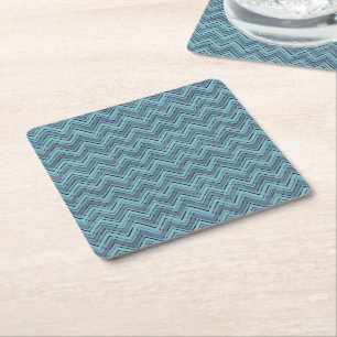 Blue shades chevron pattern square paper coaster