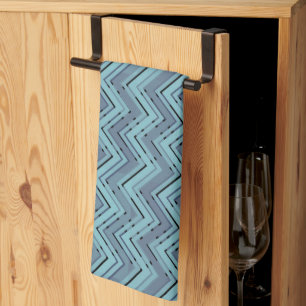 Blue shades chevron pattern tea towel