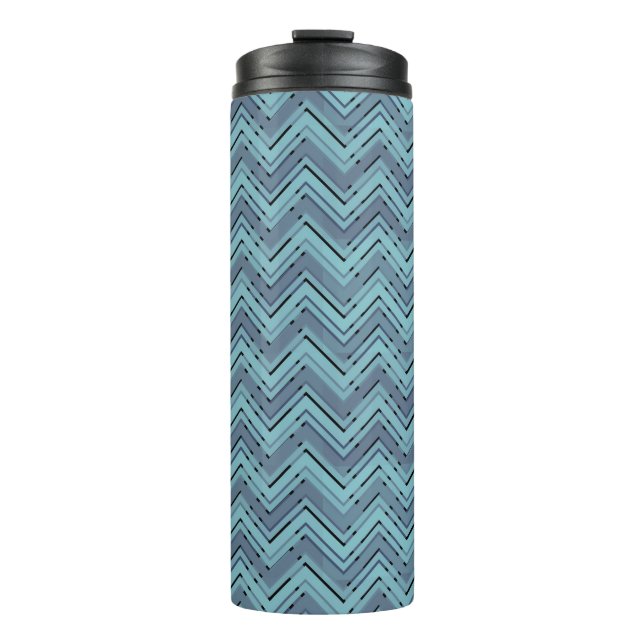 Blue shades chevron pattern thermal tumbler (Front)
