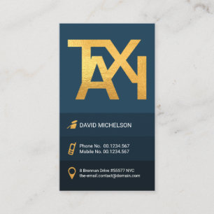 Blue Shades Columnar Gold Taxi Motif Cab Driver Business Card