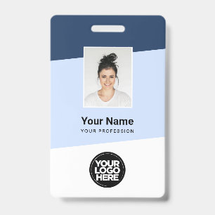 Blue Shades Employee Photo, Bar Code, Logo, Name ID Badge