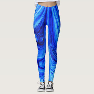 Blue Shades of Water Colour Art Leggings