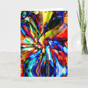 Blue Shades Orange Yelllow Abstract Fantasy Flower Card