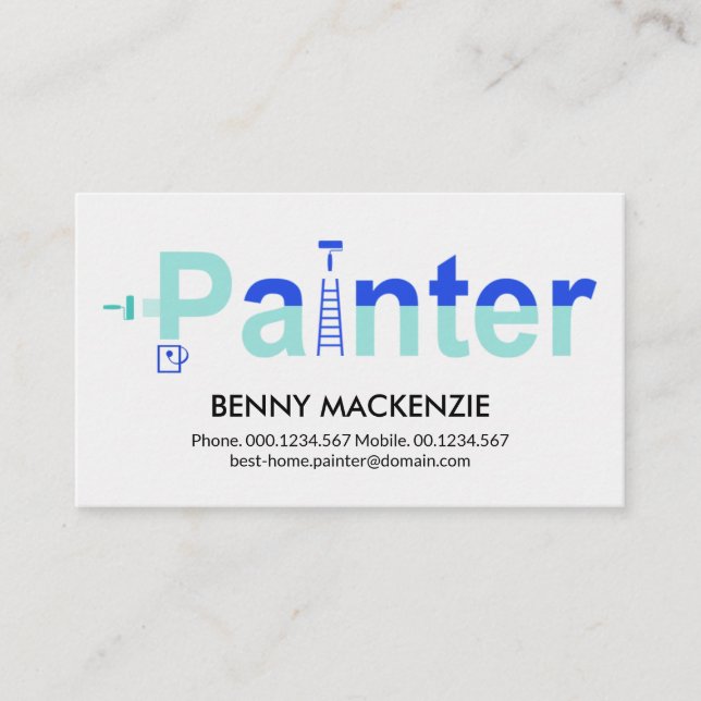 Blue Shades "Painter" Signage Painting Contractor Business Card (Front)