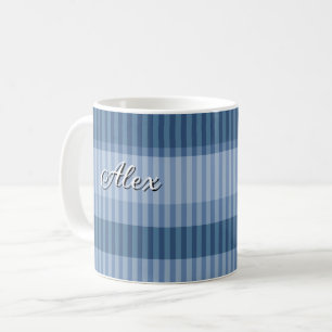 blue shades striped vertical pattern coffee mug
