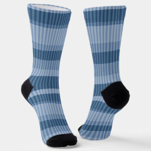 blue shades striped vertical pattern socks