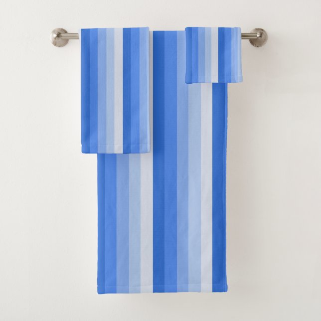 Blue shadow stripes bath towel set (Insitu)