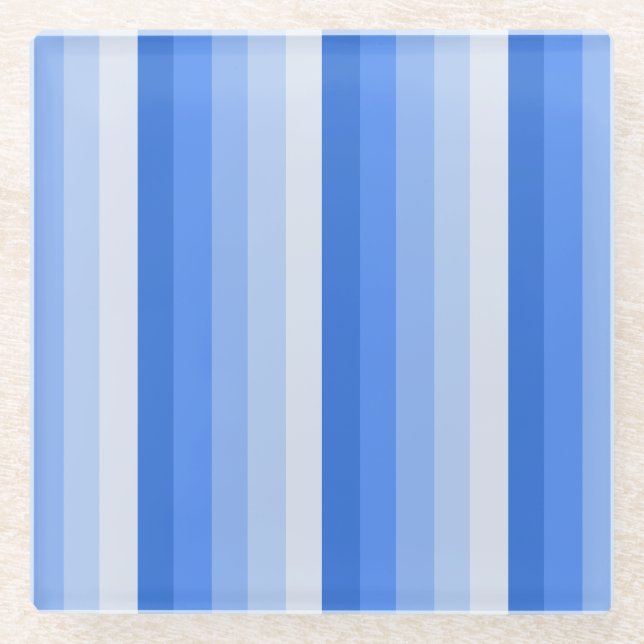 Blue shadow stripes glass coaster (Front)
