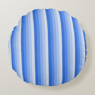 Blue shadow stripes round cushion
