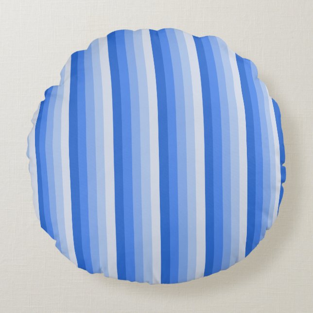 Blue shadow stripes round cushion (Front)