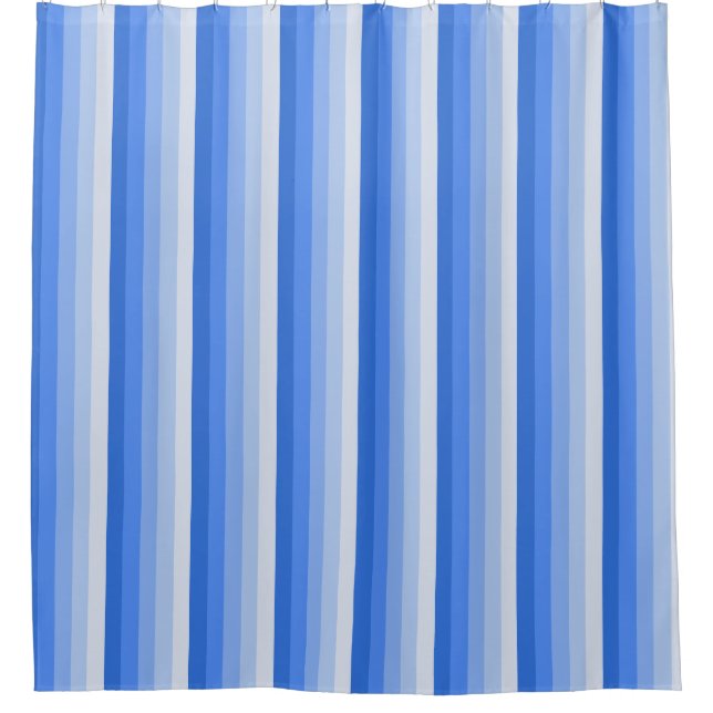 Blue shadow stripes shower curtain (Front)