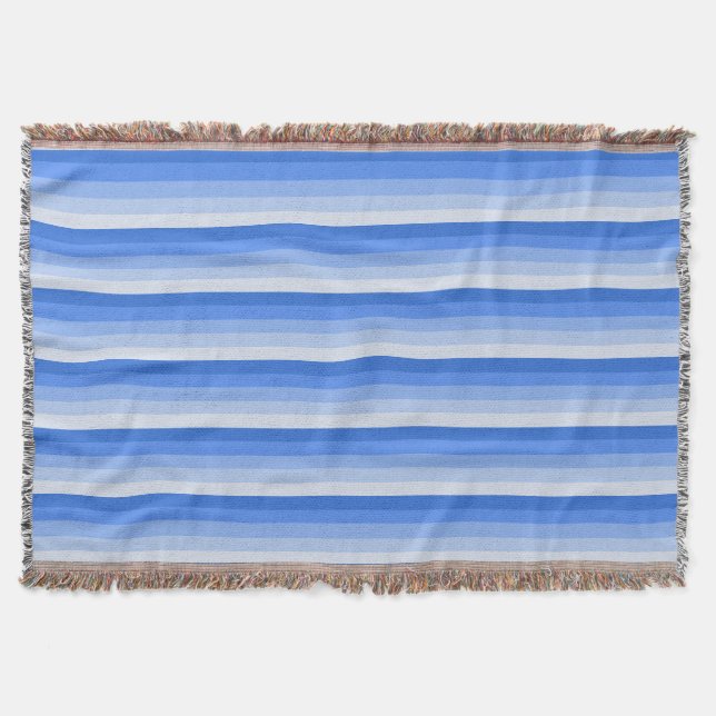 Blue shadow stripes throw blanket (Front)