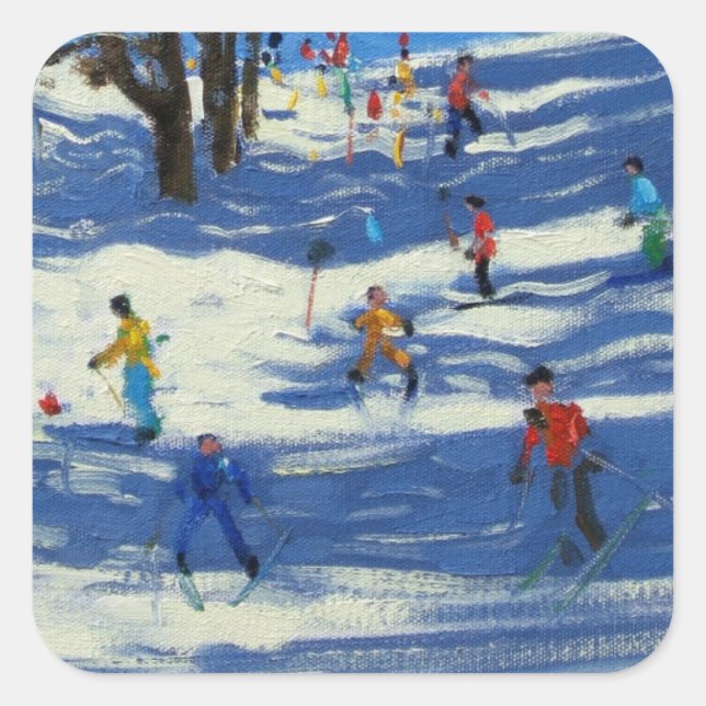 Blue shadows Morzine Square Sticker (Front)