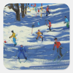 Blue shadows Morzine Square Sticker