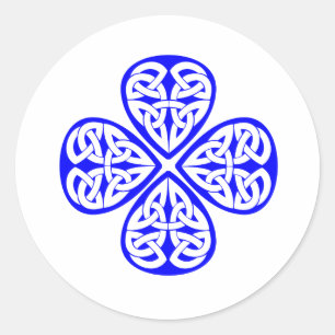 blue shamrock celtic knot classic round sticker