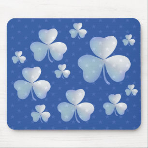 Blue shamrock  with stars - mousepad