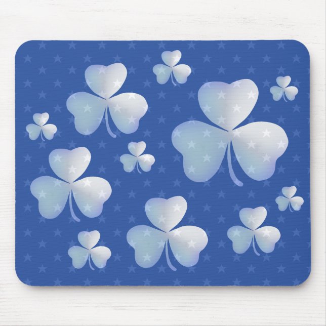 Blue shamrock  with stars - mousepad (Front)