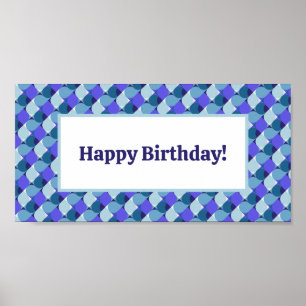 Blue Shapes Birthday Poster