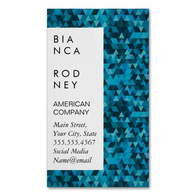 Blue Shapes Corporate Magnetic Business Card (Front Vertical)