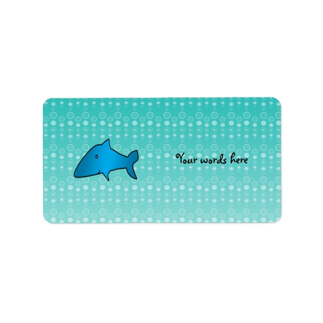 Blue shark bubbles pattern label (Front)