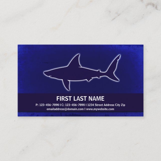 Blue shark cage dive customisable business cards (Front)