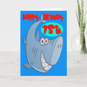Blue Shark First Birthday Card