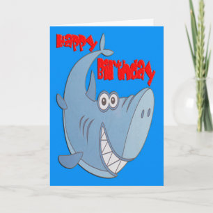 Blue Shark Happy Birthday Card