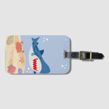Blue shark luggage tag