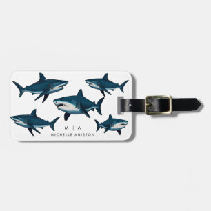 Blue Shark Monogram Custom Luggage Tag