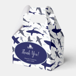 Blue Shark Pattern Boy Birthday Party Thank You Favour Box