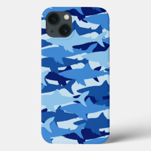 Blue Shark Pattern iPhone 13 Case
