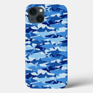 Blue Shark Pattern iPhone 13 Case