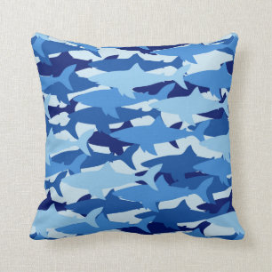 Blue Shark Pattern Cushion