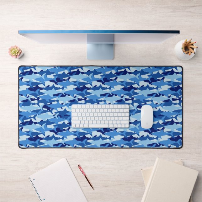Blue Shark Pattern Desk Mat (Office 1)