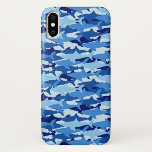 Blue Shark Pattern   Monogram 2 iPhone X Case