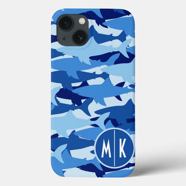 Blue Shark Pattern | Monogram Case-Mate iPhone Case (Back)