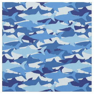 Blue Shark Pattern   Monogram Fabric