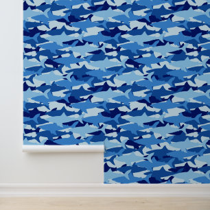 Blue Shark Pattern   Monogram Wallpaper