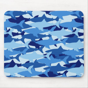 Blue Shark Pattern Mouse Mat