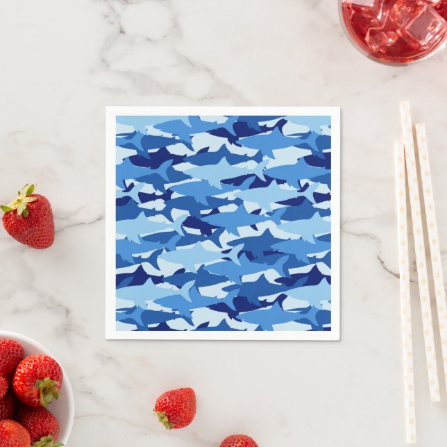 Blue Shark Pattern Napkin (Insitu)
