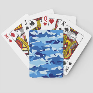 Blue Shark Pattern Playing Cards