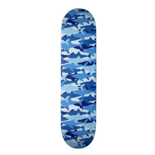 Blue Shark Pattern Skateboard