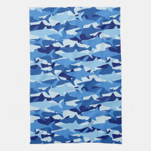 Blue Shark Pattern Tea Towel